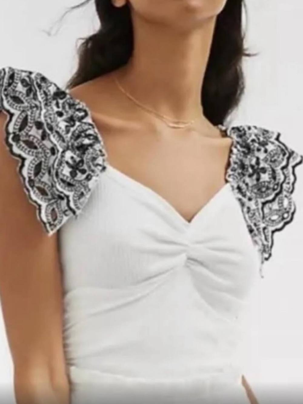 Anthropologie White Tank Top with Ruffle